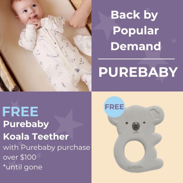 Back by Popular Demand | Purebaby | Purchase $100 of Purebaby and receive a FREE Koala Teether