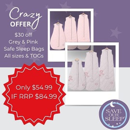 pink and grey sleep bags $30 off